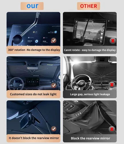 Miniatura 5 de Parasol a medida para el parabrisas de Porsche, parasol para automóvil con bloqueo UV y mango flexible de rotación de 360°, diseñado para accesorios