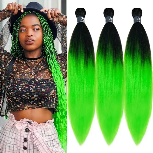 Miniatura 83 de pelo trenzado preestirado marrón, pelo trenzado Kanekalo, pelo trenzado preestirado de 26 pulgadas, 6 paquetes plegados, textura Yaki, extensiones