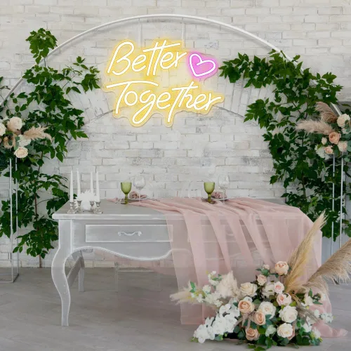 Miniatura 6 de Letreros de neón con texto en inglés «Better Together», «Arrinew LED», alimentado por USB, para decoración de pared del hogar, luces de neón