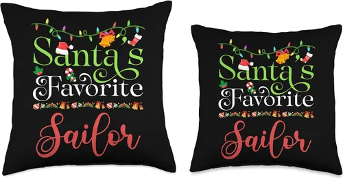 Miniatura 3 de Santa's Worker Holiday Threads Santas Favorite Sailor Holiday Top Elf Profession Throw Pillow, 16x16, Multicolor