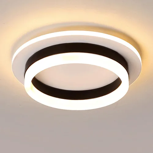 Lámpara de techo LED redonda moderna de montaje empotrado, lámpara de techo LED de 24 W, luz de techo negra pequeña para pasillo, sala de comedor,