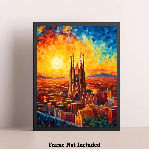 Miniatura 5 de Bestbuddy Pet 8x10 sin marco noche estrellada inspirada Sagrada Familia Barcelona España sitio histórico católico punto de referencia mundial Europa