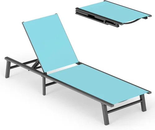Miniatura 49 de Tumbona de Aluminio para Exteriores - Silla de Descanso Plegable y de Montaje Libre para Exteriores con 5 Respaldos Ajustables, Silla de Patio