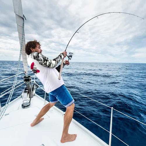 Miniatura 54 de Palmyth - Camiseta de pesca para hombre, con manga larga, protección solar ultravioleta FPU 50+, con bolsillo
