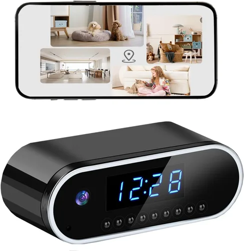 Reloj inalámbrico con cámara oculta, cámara de niñera HD de 1080P con visión nocturna automática para monitoreo del hogar, detección de movimiento