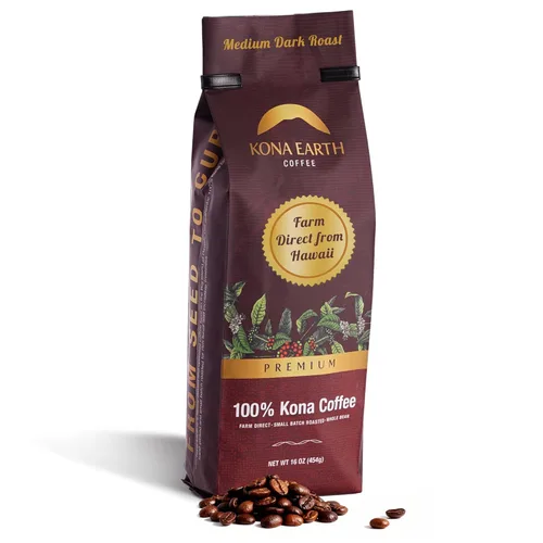 Miniatura 13 de KONA EARTH 100% Café Premium Kona, Tostado Medio Oscuro, Grano Entero (227 gramos) Café auténtico de la granja directa de la Isla Grande de Hawái