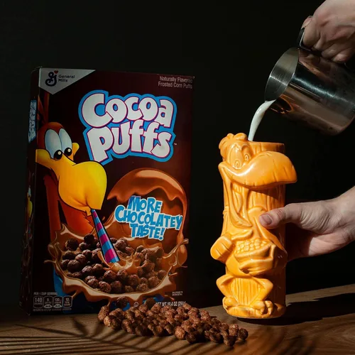 Miniatura 5 de Geeki Tikis General Mills Taza de cerámica, Cocoa Puffs Sonny the Cuckoo Taza Tiki oficial de la mascota de cereales coleccionable, vasos