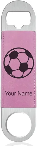 Miniatura 9 de LaserGram Abrebotellas, balón de fútbol, grabado personalizado incluido (cuero sintético, negro y dorado)