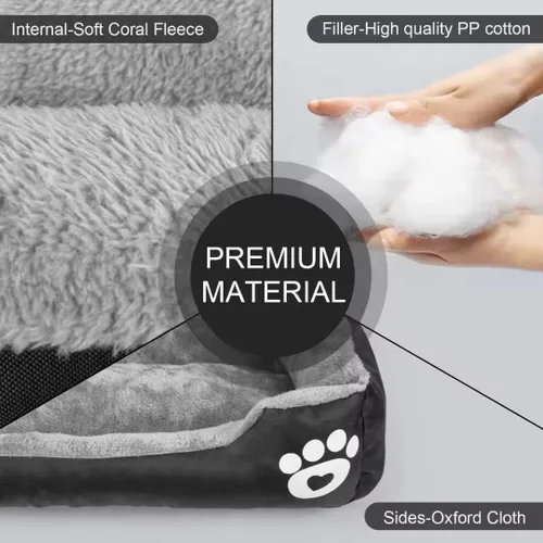 Miniatura 2 de SIAM'S Cama para perros y gatos, colchón para pequeño, mediano y grande, lavable, parte inferior antideslizante, diseño cómodo y duradero, cama Negro