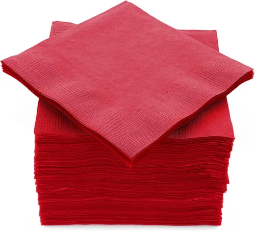 Paquete de 100 servilletas rojas para bebidas, paquete de fiesta grande, 2 capas, ideal para bodas, fiestas, cumpleaños, cenas, almuerzos, cócteles