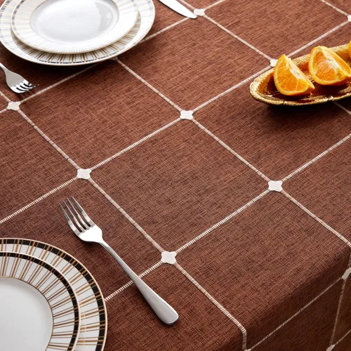 Miniatura 58 de ZeeMart - Mantel de mesa con diseño de cuadrícula boho y borlas (blanco roto, 132 cm x 132 cm), mantel de gran peso de lino a cuadros bordado