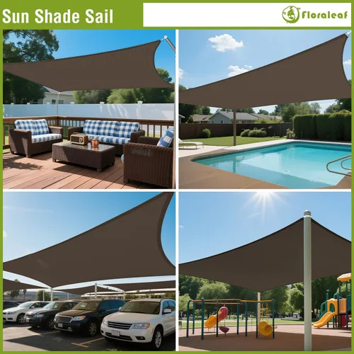 Miniatura 2 de Toldo parasol rectangular de 2 x 2 pies para patio, patio, toldo permeable para césped, jardín, actividades al aire libre, color marrón