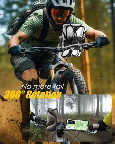 Miniatura 2 de Soporte para tableta de teléfono de motocicleta para manillar de 3/4"-11/4", soporte de tableta de bicicleta de doble protección para dispositivos