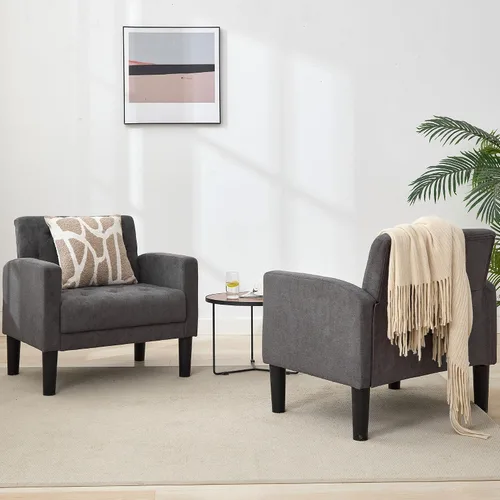 Miniatura 8 de TYBOATLE Sillones de tela de mediados de siglo para sala de estar, cómodo y moderno sillón tapizado para dormitorio, oficina, silla de lectura