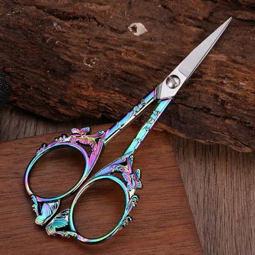 Miniatura 5 de YOUGUOM Tijeras de bordado de costura: pequeñas tijeras vintage para detalles afilados para manualidades, obras de arte, hilo de costura, Arco iris