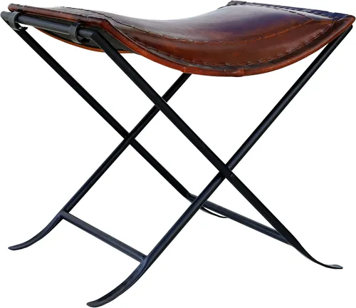 Miniatura 4 de cuero Melton - Taburete de cuero con costura lateral clásica (marrón)
