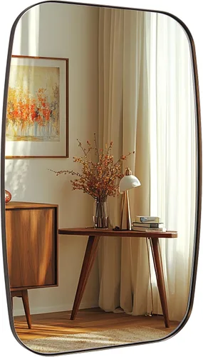 Miniatura 41 de ANDY STAR - Espejos ovalados negros para baño, espejo grande de 24x36 pulgadas con marco de metal negro mate oblongo para pared, espejo moderno