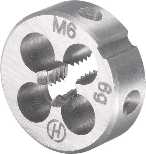 Miniatura 4 de uxcell M6 x 0.039 in Juego de llaves métricas y troqueles, rosca de máquina con troquel de roscado redondo, kit de grifo y troquelado