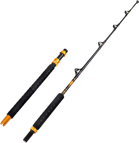 Miniatura 10 de Fiblink Caña de pescar doblada a tope 2 piezas de agua salada en alta mar caña de arrastre Big Game Roller Rod Barco convencional caña de pescar