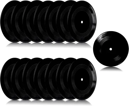 Miniatura 8 de FACHPINT 15 discos de vinilo decorativos de 12 pulgadas, discos de vinilo en blanco para pared estética, discos falsos para graffiti, accesorios