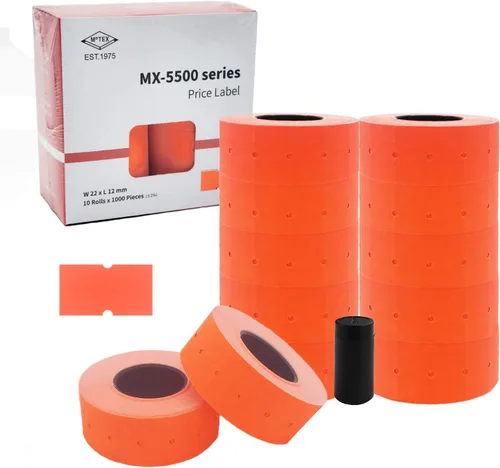 Miniatura 14 de Motex 1 línea en blanco - 10,000 etiquetas verdes en blanco para pistolas de precio y fecha, compatibles con MX-5500 y pistolas Perco de 1 línea