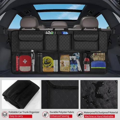 Miniatura 5 de Organizador y almacenamiento para maletero de automóvil, accesorios de almacenamiento colgantes para asiento trasero de gran capacidad, organizador