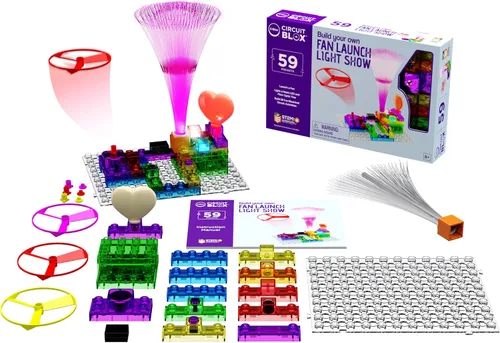 Miniatura 4 de E-Blox Kit de circuito STEM de bloques de construcción, 59 proyectos, construye tu propio espectáculo de luces de lanzamiento de ventiladores