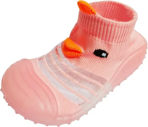 Gaoqi Pantuflas de goma para niños pequeños, zapatos lindos para niñas y niños, parte inferior suave, antideslizantes, zapatos y calcetines para