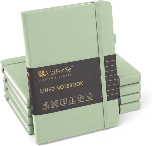 Miniatura 30 de &And Per Se - Cuaderno en blanco, 160 páginas, 5.7 x 8 pulgadas, cuaderno de rayas estrechas con papel grueso para escribir, cuaderno de tapa dura