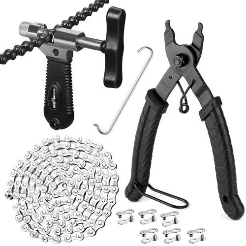 Kit de herramientas para cadena de bicicleta con cadena de 6/7/8 velocidades, rompedor de cadena de bicicleta con gancho, alicates de eslabón y 6