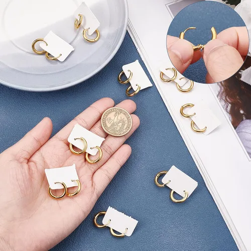 Miniatura 3 de SUNNYCLUE 1 caja de 24 aretes de aro chapados en oro de 18 quilates, ganchos para aretes de acero inoxidable, pequeños cartílagos, hallazgos