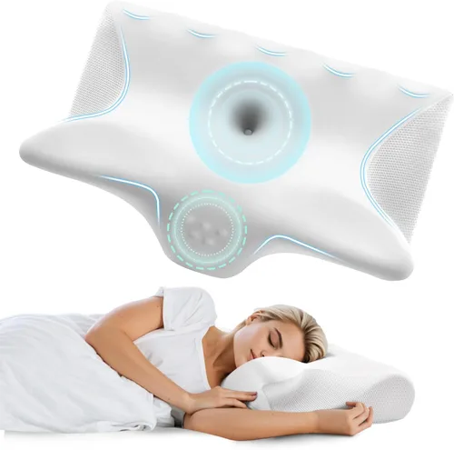 Miniatura 11 de Almohada cervical para cuello y hombro, almohadas de espuma viscoelástica de contorno refrescante, almohada ergonómica para el cuello, almohada