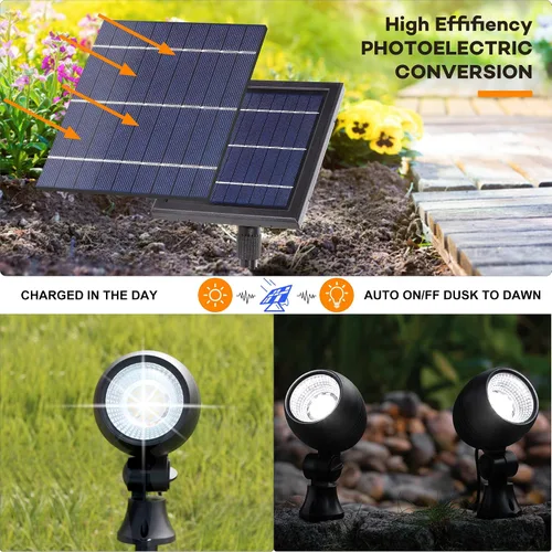 Miniatura 2 de SUNLONG Luces solares para exteriores, focos solares para exteriores, impermeables, para paisajismo para patio, jardín, bandera, camino, árboles