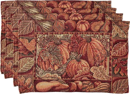 Tapiz de lino violeta para cosecha de otoño, Acción de Gracias, hojas de otoño, girasoles, frutas, calabazas, tapiz tejido de algodón de poliéster,