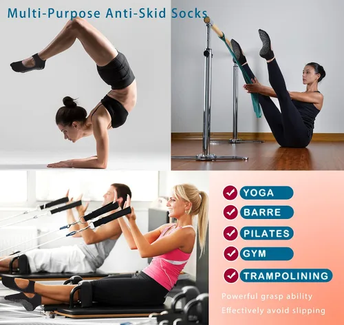 Miniatura 5 de Cooque - Calcetines de yoga antideslizantes para pilates con puños para mujer