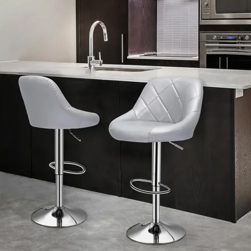 Miniatura 2 de MoNiBloom Taburete para encimera de cocina, Taburetes de bar giratorios ajustables en altura, Taburetes de barra de mostrador de cocina de cuero PU