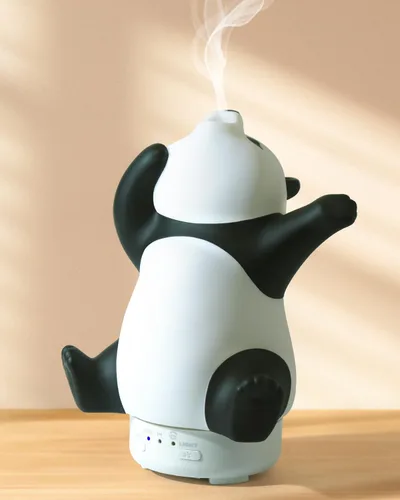 Difusor de aceites esenciales Panda - Difusor giratorio lindo para el hogar con luz de 7 colores, difusor de aromaterapia para la habitación y la