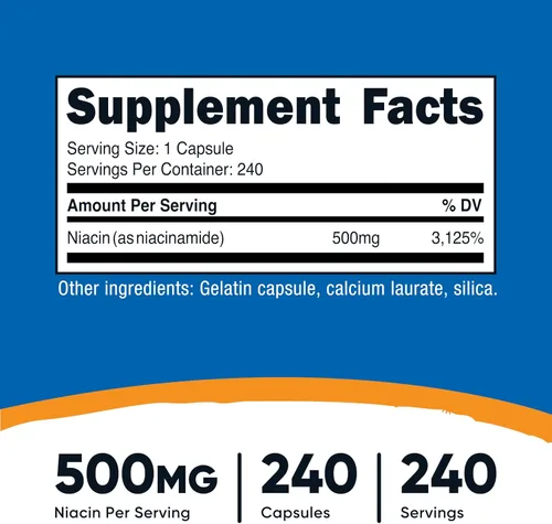 Miniatura 2 de Nutricost Niacinamida (vitamina B3) 500 mg, 240 cápsulas, sin OMG, sin gluten, sin enjuague vitamina B3