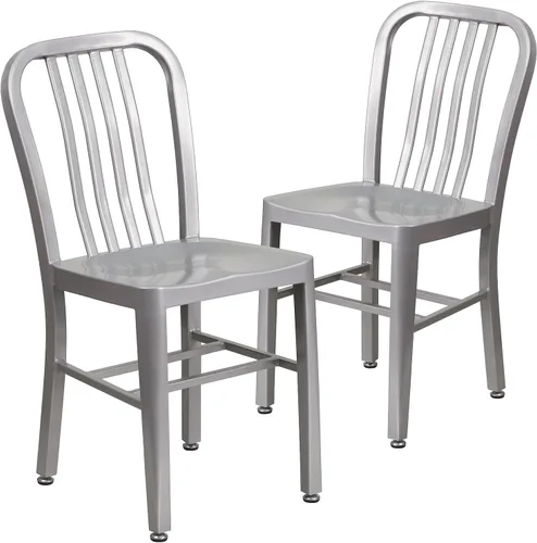 Miniatura 16 de Flash Furniture Silla de metal rojo de grado comercial para interiores y exteriores