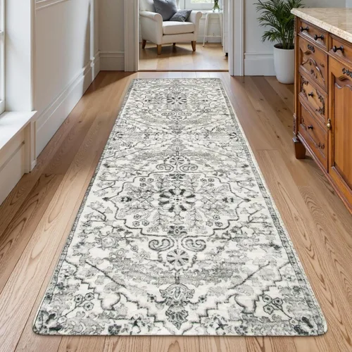 Miniatura 22 de Lahome Alfombra bohemia con medallón floral, 4 x 6 pies, color verde azulado, suave, lavable, antideslizante, apta para mascotas, alfombra