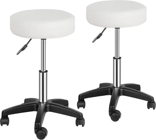 Miniatura 7 de SUPER DEAL Taburetes giratorios sillas giratorias masaje facial spa salón bar taburete ajustable hidráulica silla rodante, color negro