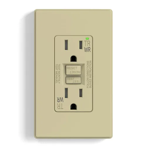 Miniatura 18 de ELEGRP Salida GFCI para Exteriores, Receptáculo GFI Eléctrico de Autoprueba de 15 Amperios con Diseño Más Delgado, Receptáculo GFCI Resistente a