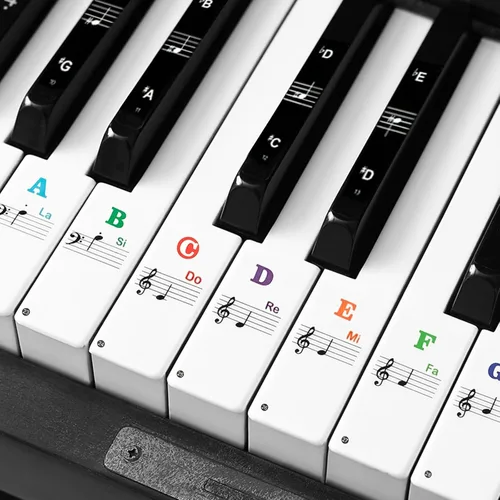 Calcomanías de teclado de piano para teclas de 88/61/54/49, calcomanías de teclado de piano para niños que aprenden piano, etiquetas de teclas de