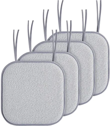 Miniatura 16 de Elegant Comfort Fundas de cojín para silla con lazos y parte trasera de goma antideslizante, espuma viscoelástica gruesa, almohadilla de cojín