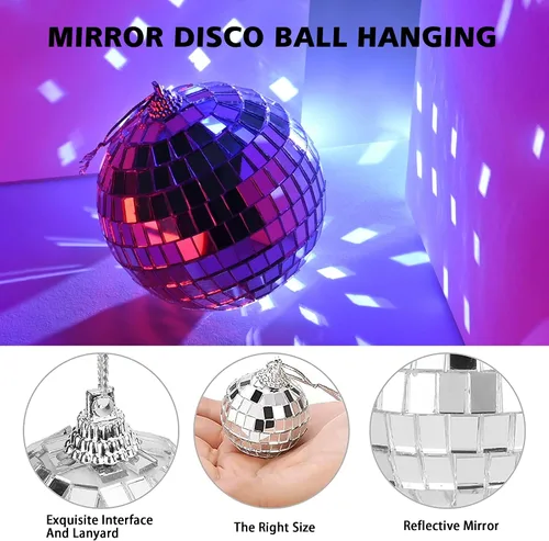 Miniatura 4 de 30 bolas de discoteca – Adornos de bola de discoteca con espejo colgante, decoración de fiesta de discoteca para despedida de soltera temática