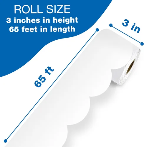 Miniatura 2 de Carson Dellosa - Bordes para tablón de anuncios de 65 pies, 1 rollo de papel festoneado para pizarra blanca, corcho y cartón, fiesta, decoración