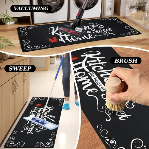 Miniatura 3 de XLHOMO Alfombrillas de Cocina para Piso Juego de 3 Piezas, Corredores Antideslizantes Acolchados Impermeables Cómodas Alfombras y Tapetes de Cocina