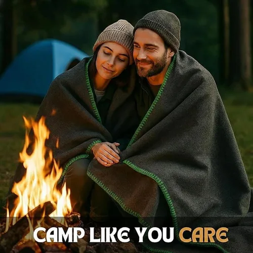 Miniatura 4 de Manta de Lana para Acampada – 70% Lana Resistente de Servicio Pesado Estilo Militar, Cálida y Lavable, Manta Ignífuga para Emergencias, Gris