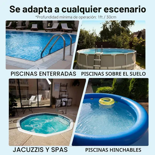 Miniatura 7 de Aspiradora de piscina para piscinas sobre el suelo y piscinas enterradas, actualización 2026 para motor, limpiador de mano recargable Consciot