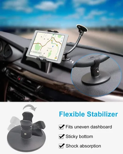 Miniatura 6 de Soporte para tablet para parabrisas de automóvil, ventana de coche/camión, con ventosa de brazo largo, compatible con iPad Pro/Air/Mini, Galaxy